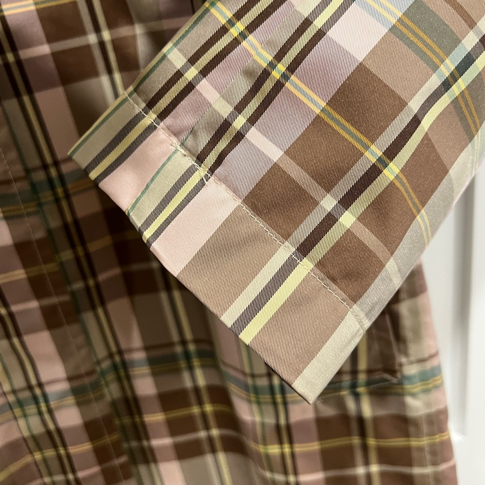 GAP Women's Trench Coat - Brown and Pink Plaid - Picture 7 of 16